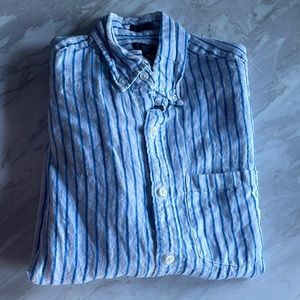 J. Crew Blue and White Striped Casual Button Down Shirt
